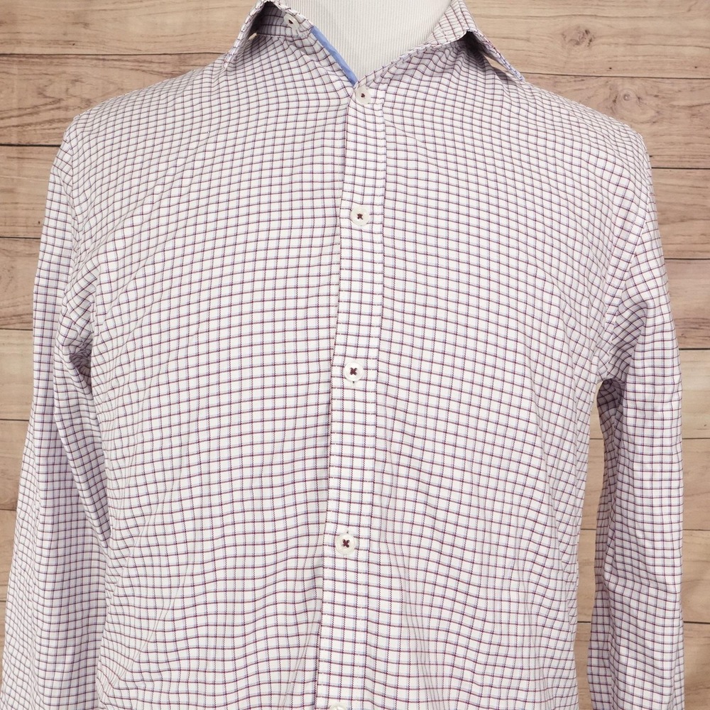 Ryan Seacrest Distinction Dress Shirt Mens 15.5 32/33 Slim Fit Check Non-Iron